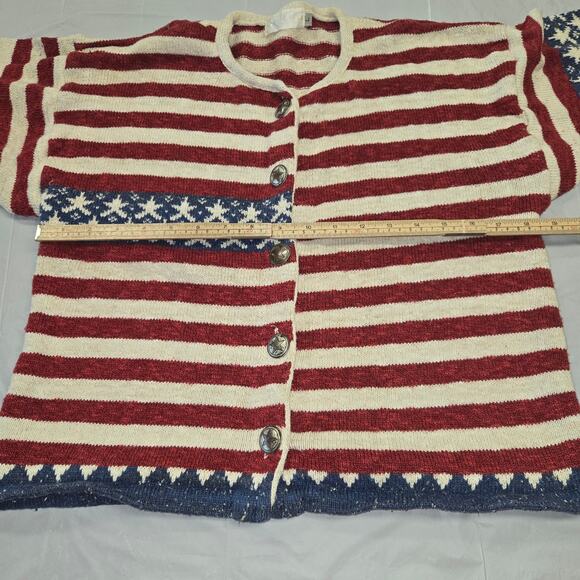 Sage Creek by Liz Ence Womens Large Cardigan Sweater Knit American Flag July - Picture 7 of 12